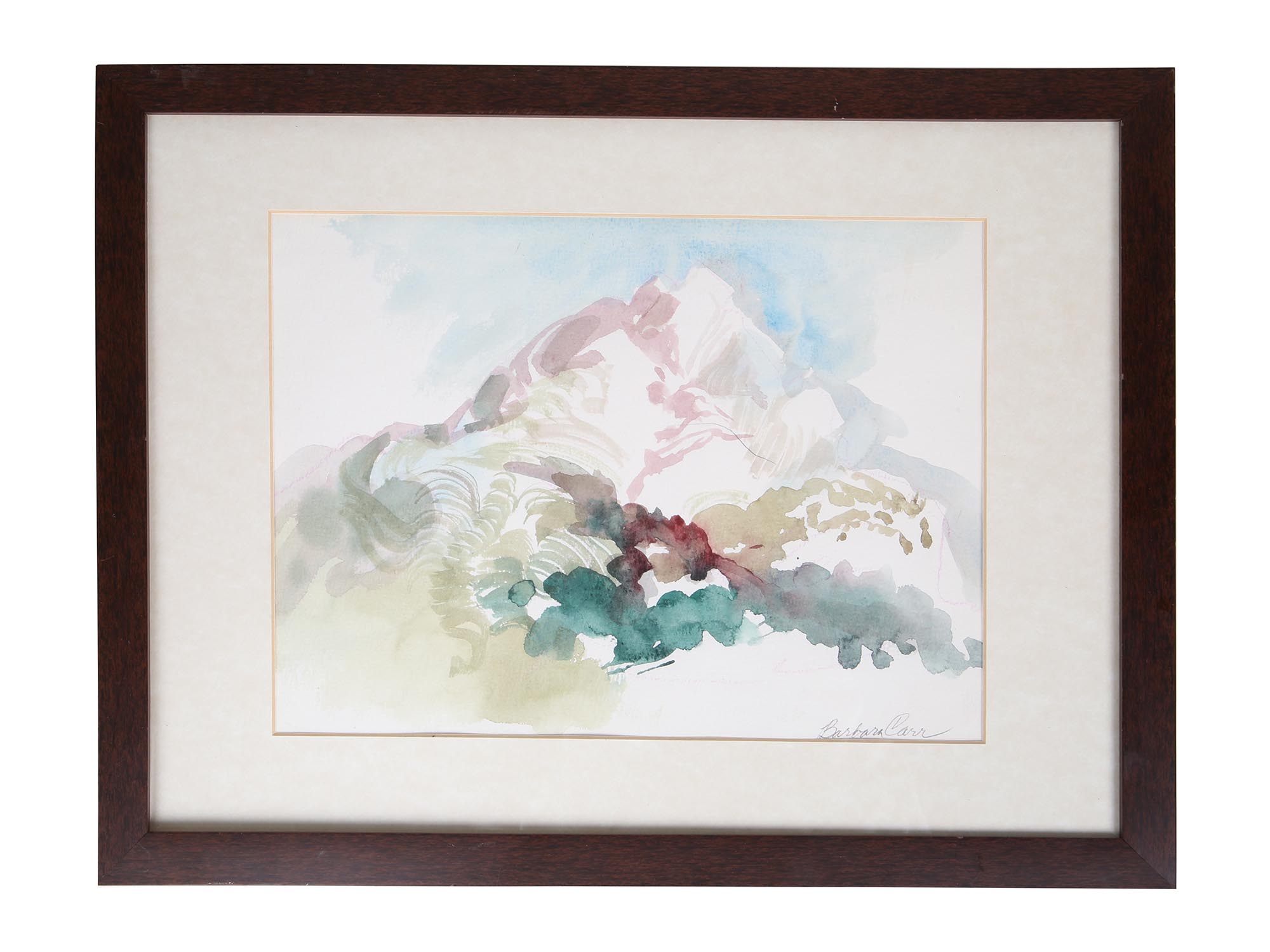 VINTAGE WATERCOLOR MOUNTAIN LANDSCAPE SIGNED CARR PIC-0